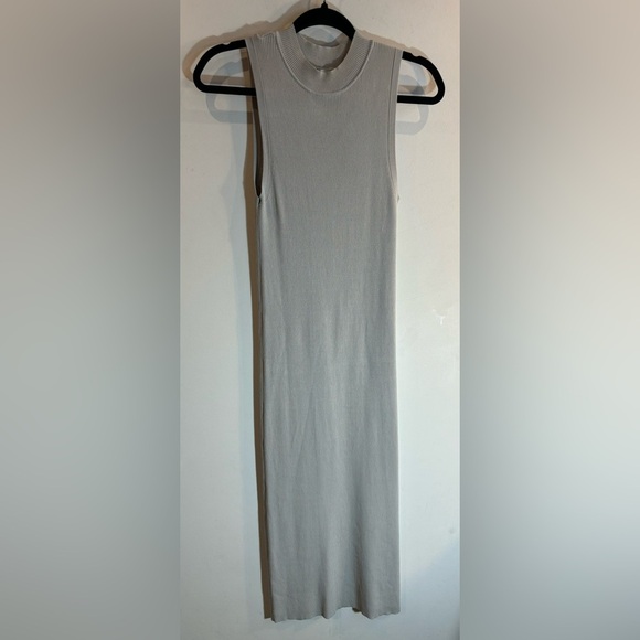ZARA Sz M Melange Midi Shift Dress Ribbed Jersey Knit Round Neck Sleeveless - Picture 2 of 10